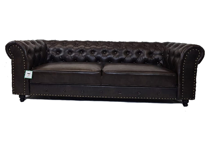 Classic Brown Leather Chesterfield Sofa Set