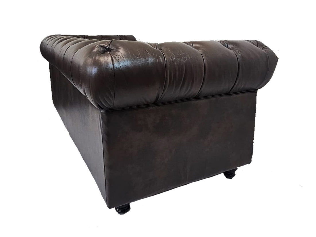 Classic Brown Leather Chesterfield Sofa Set