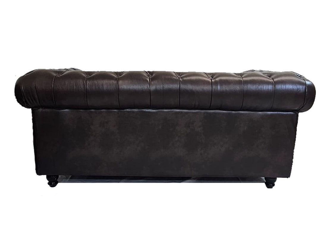 Classic Brown Leather Chesterfield Sofa Set